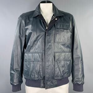 PORSCHE DESIGN Size L Grey Charcoal Leather Reversible Jacket